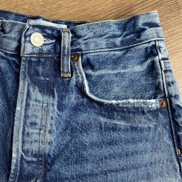 Agolde Dee Ultra High Rise Denim Distressed Blue Jean Shorts size 23 - Picture 7 of 16